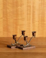 Pair of Brass & Copper Double Taper Holders - Lone Fox