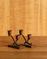 Pair of Brass & Copper Double Taper Holders - Lone Fox