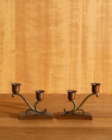 Pair of Brass & Copper Double Taper Holders - Lone Fox