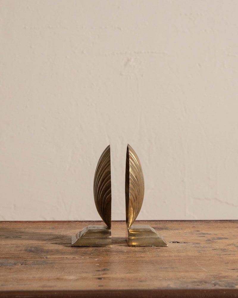 Pair of Brass Seashell Bookends - Lone Fox