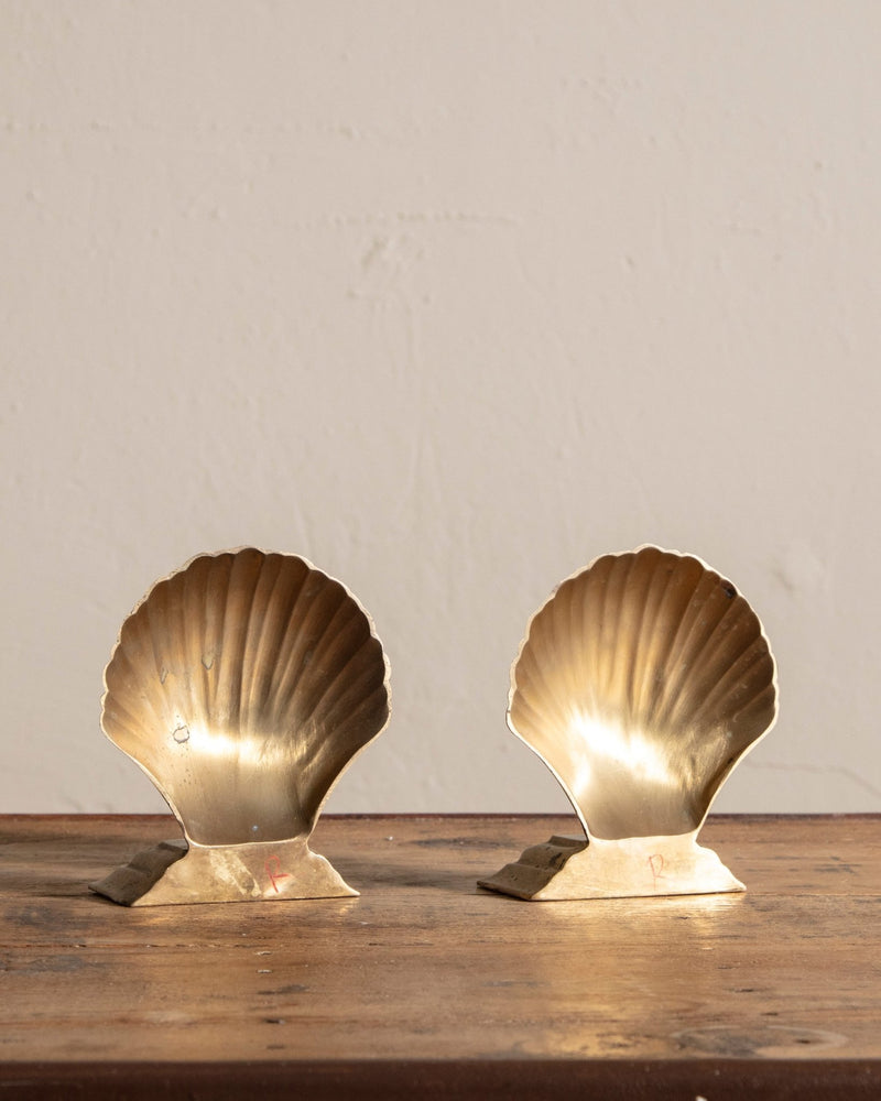 Pair of Brass Seashell Bookends - Lone Fox
