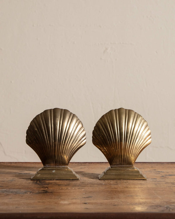 Pair of Brass Seashell Bookends - Lone Fox