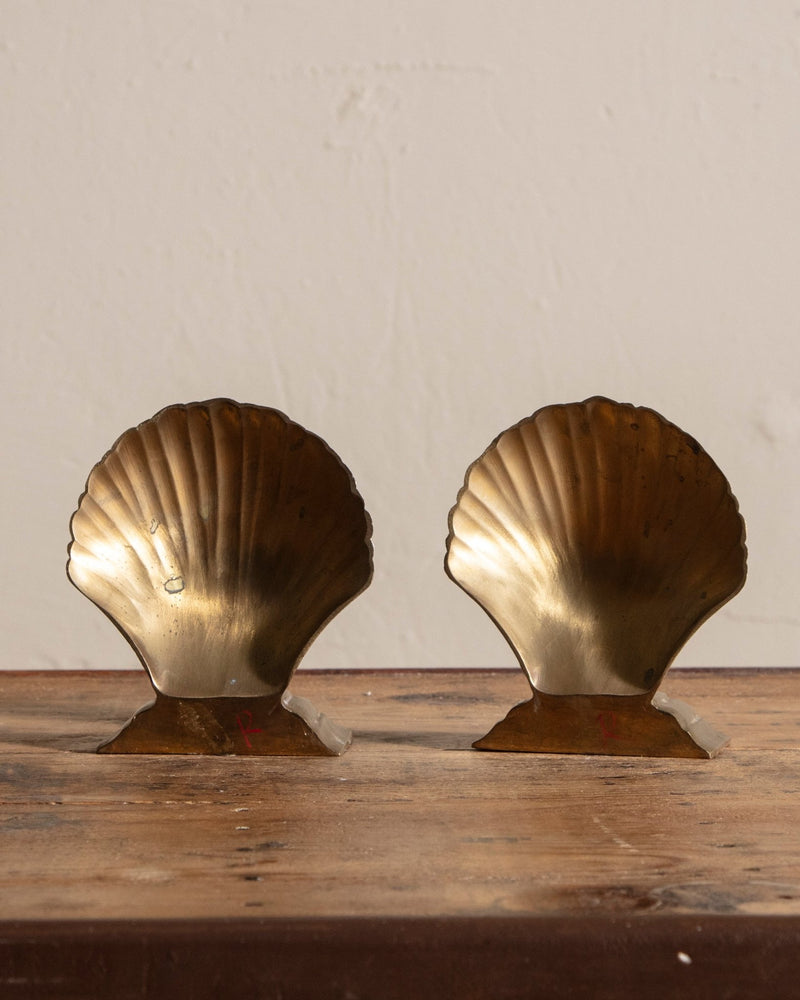 Pair of Brass Seashell Bookends - Lone Fox