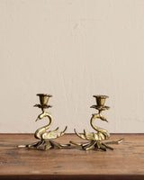 Pair of Brass Swan Taper Holders - Lone Fox