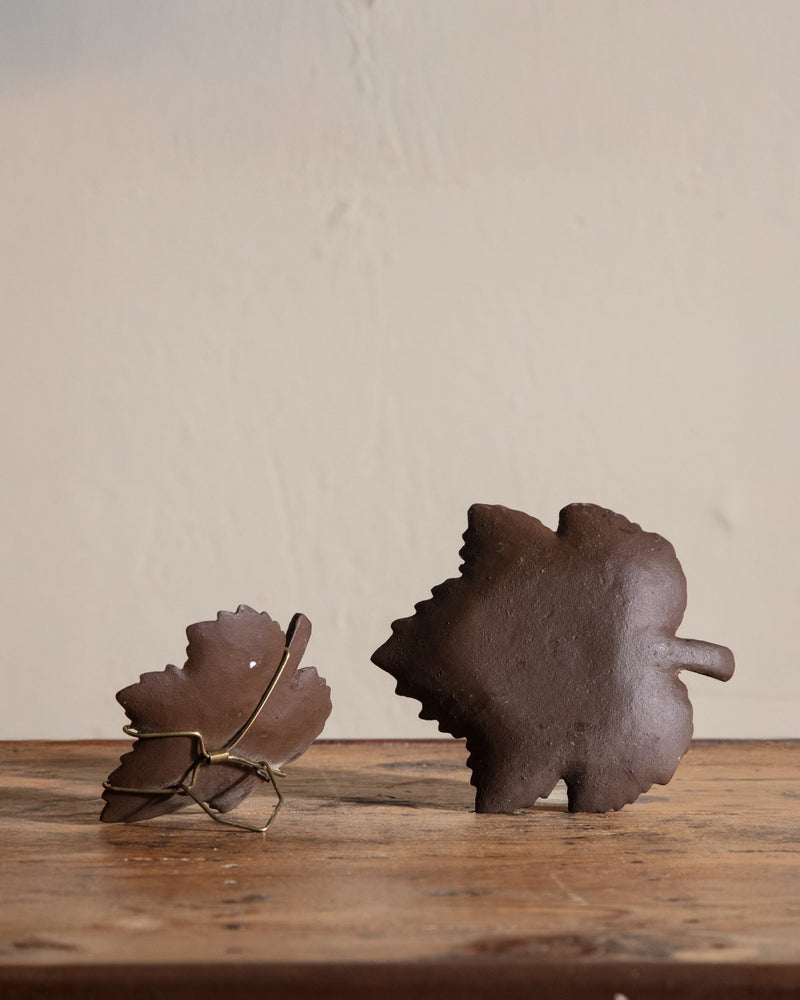 Pair of Cast Bronze Leaf Trinket Dishes - Lone Fox