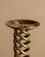 Pair of Chunky Brass Spiral Candle Holders, 1970's - Lone Fox