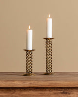 Pair of Chunky Brass Spiral Candle Holders, 1970's - Lone Fox