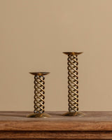 Pair of Chunky Brass Spiral Candle Holders, 1970's - Lone Fox