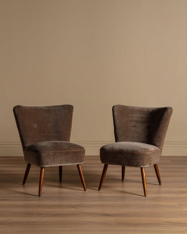 Pair of Danish Cocktail Chairs in Original Patterned Mohair, 1950's - Lone Fox