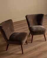 Pair of Danish Cocktail Chairs in Original Patterned Mohair, 1950's - Lone Fox