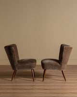 Pair of Danish Cocktail Chairs in Original Patterned Mohair, 1950's - Lone Fox