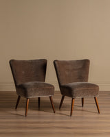 Pair of Danish Cocktail Chairs in Original Patterned Mohair, 1950's - Lone Fox