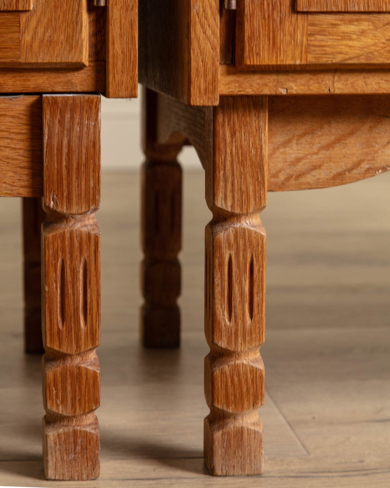 Pair of Danish Oak Wavy Edge Nightstands Attributed to Kjaernulf, 1970's - Lone Fox