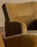 Pair of Danish Sculptural Ochre Mohair Club Chairs, 1940's - Lone Fox