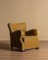 Pair of Danish Sculptural Ochre Mohair Club Chairs, 1940's - Lone Fox