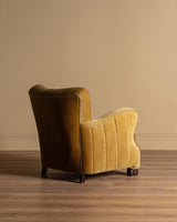 Pair of Danish Sculptural Ochre Mohair Club Chairs, 1940's - Lone Fox