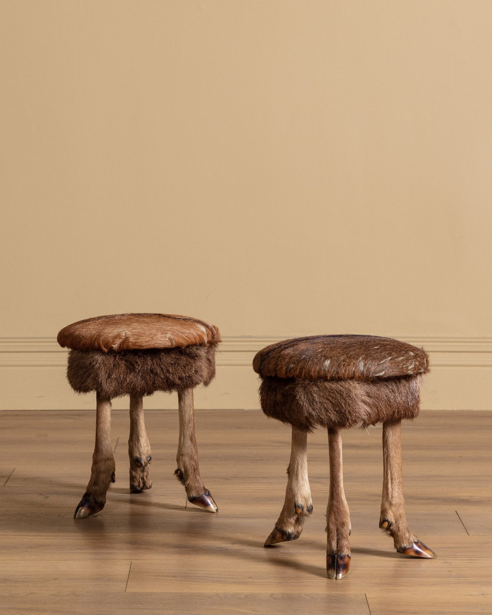 Pair of Deer Hoof Stools, France, 1940's - Lone Fox