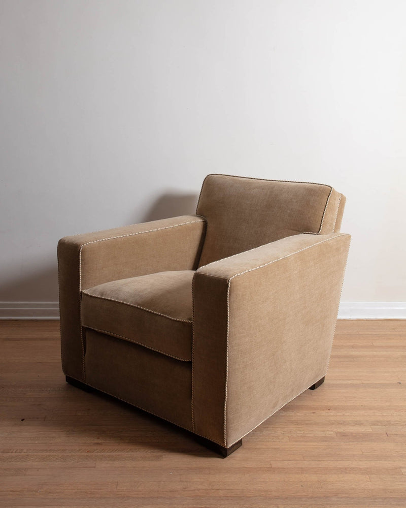 Pair of Donghia Berlin Club Chairs w/ Striped Piping - Lone Fox