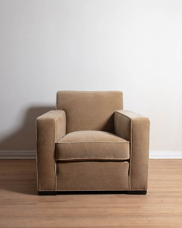 Pair of Donghia Berlin Club Chairs w/ Striped Piping - Lone Fox