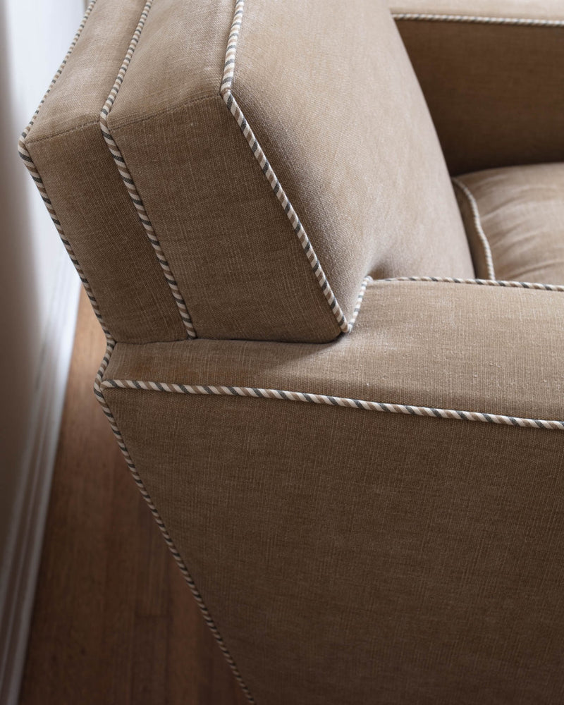 Pair of Donghia Berlin Club Chairs w/ Striped Piping - Lone Fox