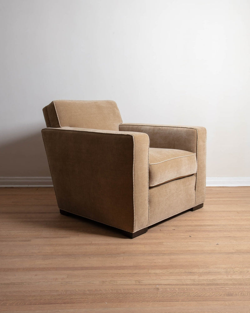 Pair of Donghia Berlin Club Chairs w/ Striped Piping - Lone Fox