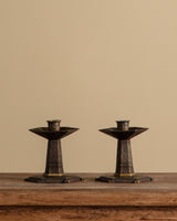 Pair of Dutch Amsterdam School Bronze Candle Holders, 1930's - Lone Fox