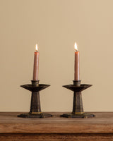 Pair of Dutch Amsterdam School Bronze Candle Holders, 1930's - Lone Fox