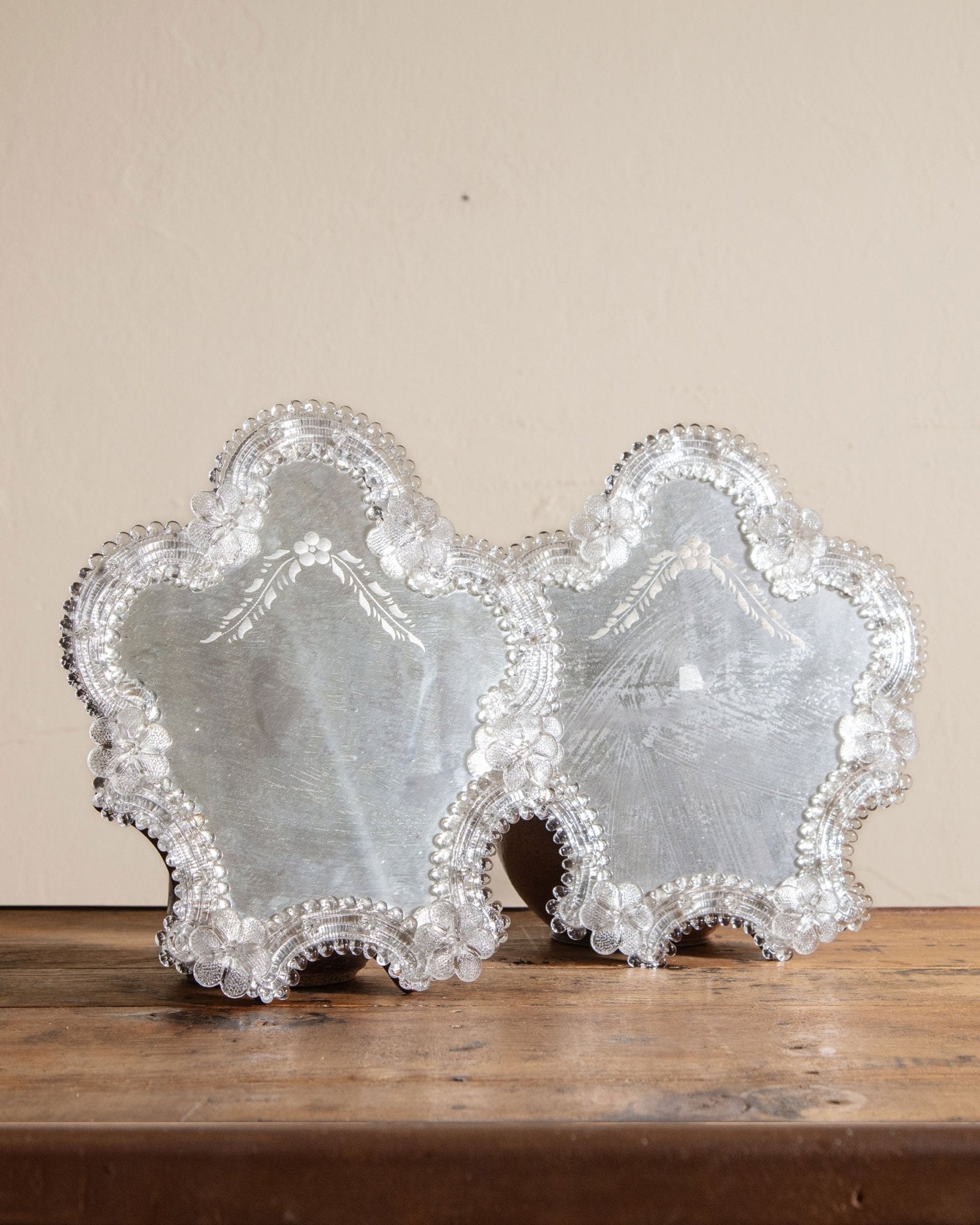 Pair of Early Venetian Murano Glass Mirrors, Italy, 1920's - Lone Fox