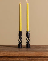 Pair of Ebony Wood Barley Twist Candle Holders, Africa, 1970's - Lone Fox