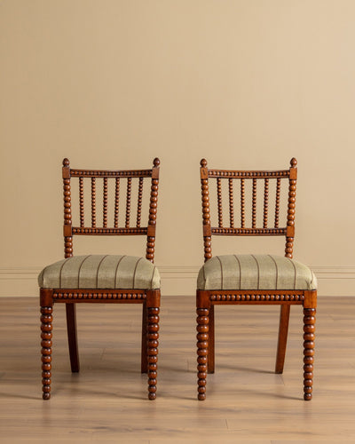 Pair of Edwardian Bobbin Spindle Back Chairs, 1920’s - Lone Fox