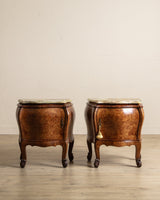 Pair of French Burl & Green Onyx Nighstands, 1950's - Lone Fox