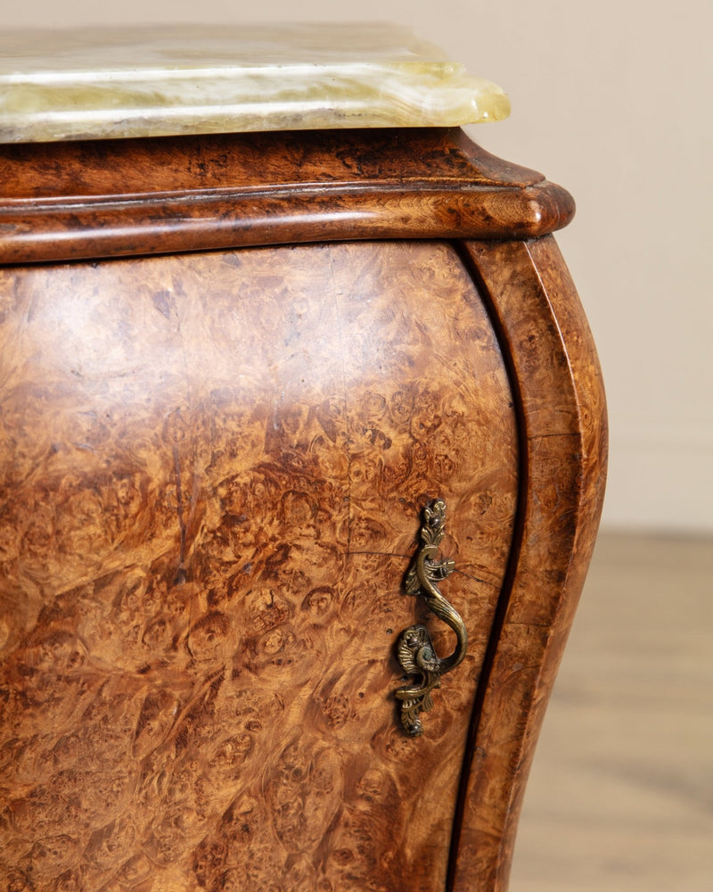 Pair of French Burl & Green Onyx Nighstands, 1950's - Lone Fox