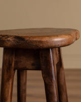 Pair of French Organic Wood & Hammered Iron Barstools, 1950's - Lone Fox