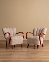 Pair of Halabala H - 237 Lounge Chair in Curly Boucle, 1950s - Lone Fox