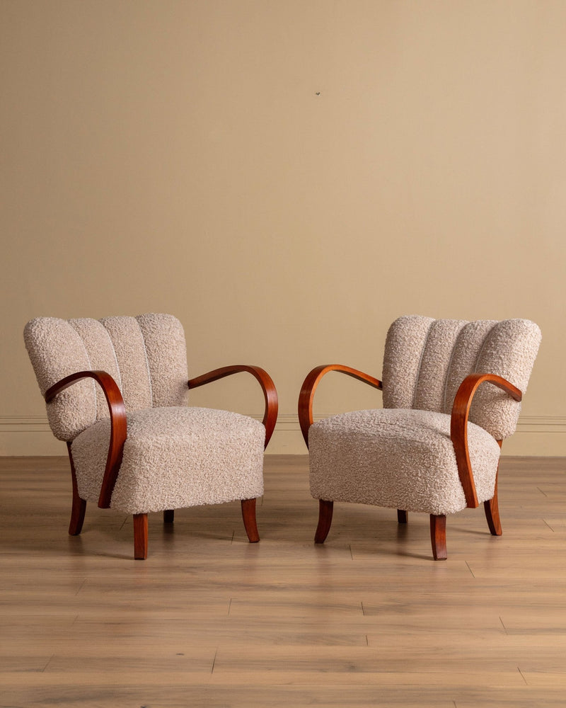 Pair of Halabala H-237 Lounge Chair in Curly Boucle, 1950s – Lone Fox