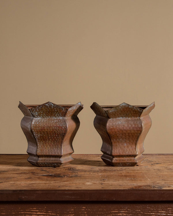 Pair of Hammered Cooper Wall Pockets, 1970's - Lone Fox