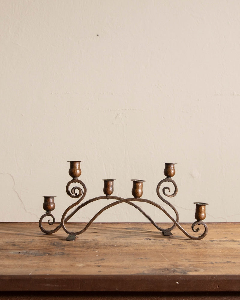 Pair of Hand Forged Copper Candle Holders - Lone Fox