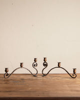 Pair of Hand Forged Copper Candle Holders - Lone Fox
