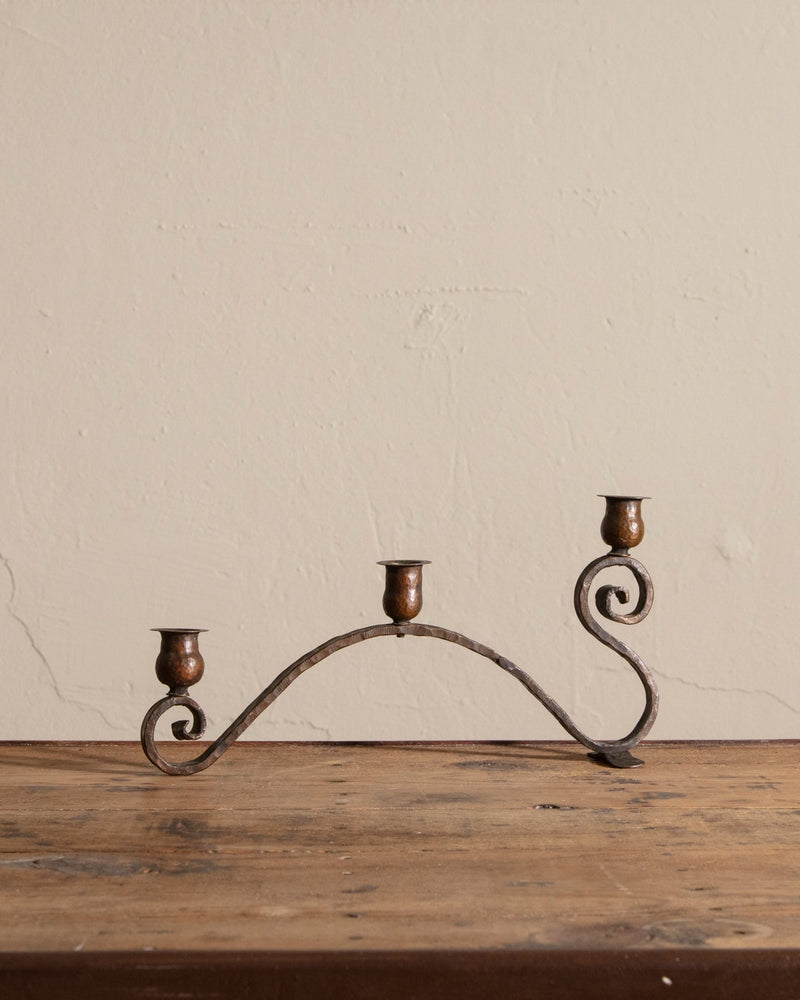 Pair of Hand Forged Copper Candle Holders - Lone Fox