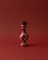 Pair of Hand - Painted Crimson Wood Taper Holders - Lone Fox