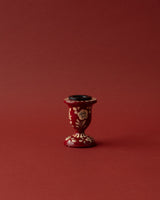 Pair of Hand - Painted Crimson Wood Taper Holders - Lone Fox