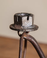 Pair of Handmade Forged Metal Taper Candle Holders, Signed - Lone Fox