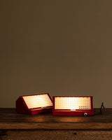 Pair of Hans-Agne Jakobsson "Elidus" Bedside Lamps in Red Lacquer, Sweden, 1970s - Lone Fox