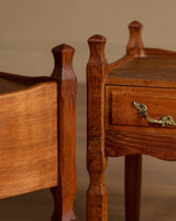 Pair of Henning Kjaernulf Oak Brutalist Nightstands, Denmark, 1960s - Lone Fox