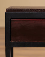 Pair of Iron & Leather End Tables Manner of Jean-Michel Frank, Europe, 1980's - Lone Fox