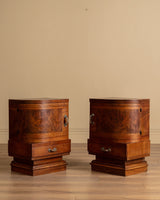 Pair of Italian Art Deco Figured Walnut Nightstands, Italy, 1930s - Lone Fox