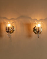 Pair of Italian Fluted Murano Glass Wall Sconces, 1960s - Lone Fox