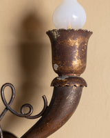 Pair of Italian Scrollwork Double-Arm Wall Sconces, 1950's - Lone Fox