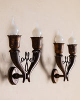 Pair of Italian Scrollwork Double-Arm Wall Sconces, 1950's - Lone Fox