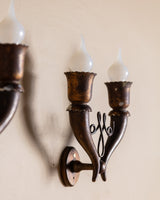 Pair of Italian Scrollwork Double-Arm Wall Sconces, 1950's - Lone Fox